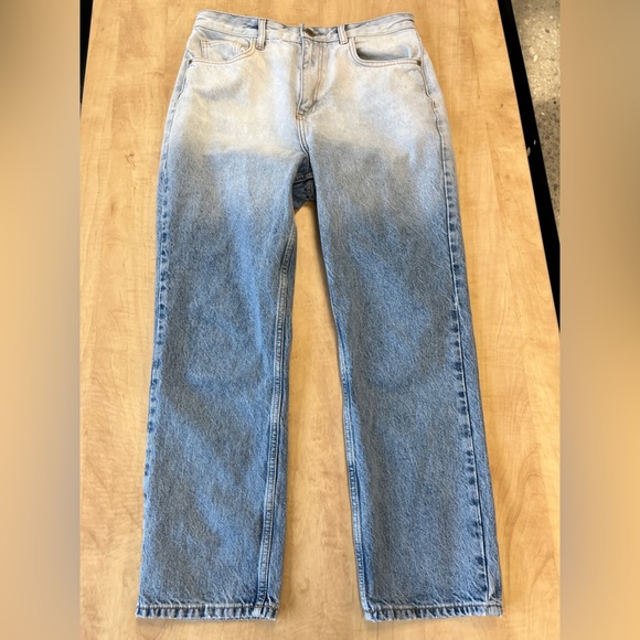 Desigual Straight Cropped Ombre Japanese Jeans 14 US Medium Light Wash - Picture 6 of 13